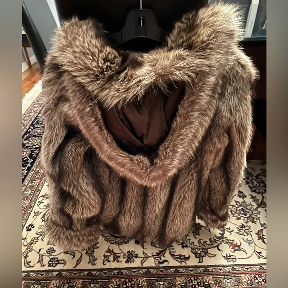 Vintage custom made genuine fur coat with hood